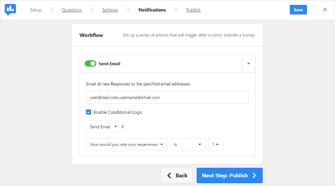 UserFeedback's email notifications settings UserFeedback's email notifications settings