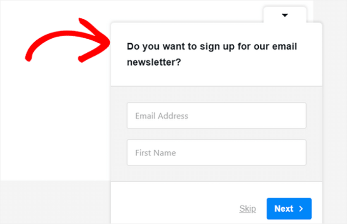 Userfeedback email popup example Userfeedback email popup example