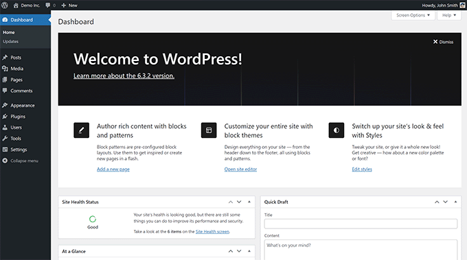 WordPress dashboard WordPress dashboard