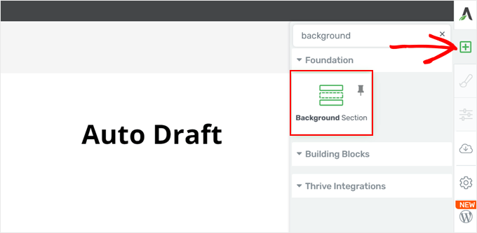 Adding a Background section in Thrive Architect Adding a Background section in Thrive Architect