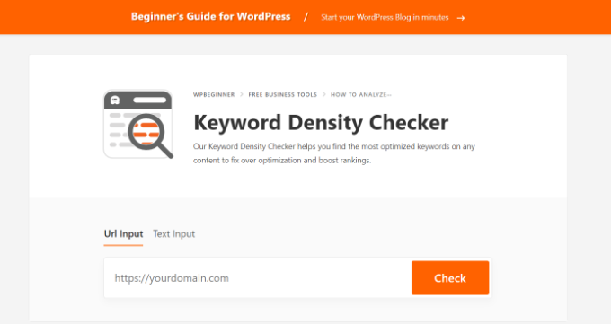 WPBeginner keyword density checker tool WPBeginner keyword density checker tool