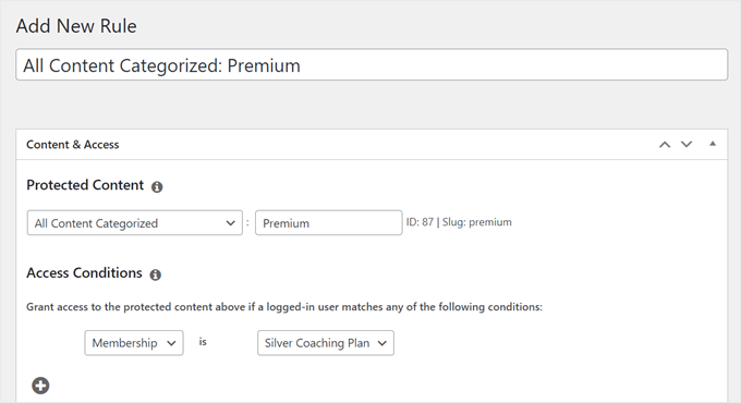 Configuring the content access rules in MemberPress Configuring the content access rules in MemberPress