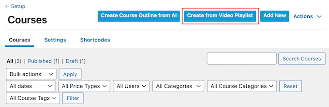 Creating a course based on a video playlist Creating a course based on a video playlist