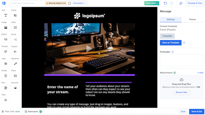 Creating a marketing campaign using a ready-made email template Creating a marketing campaign using a ready-made email template