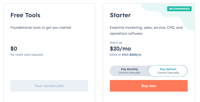 HubSpot's pricing plans HubSpot's pricing plans