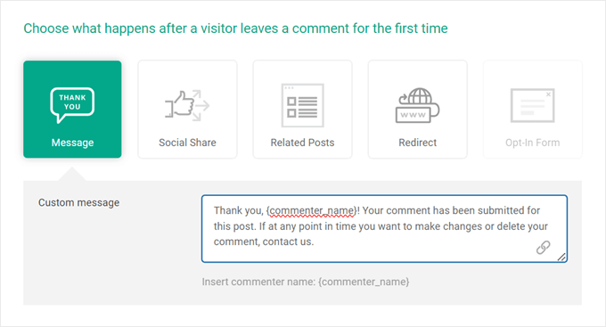 Thrive Comments' post-comment actions Thrive Comments' post-comment actions