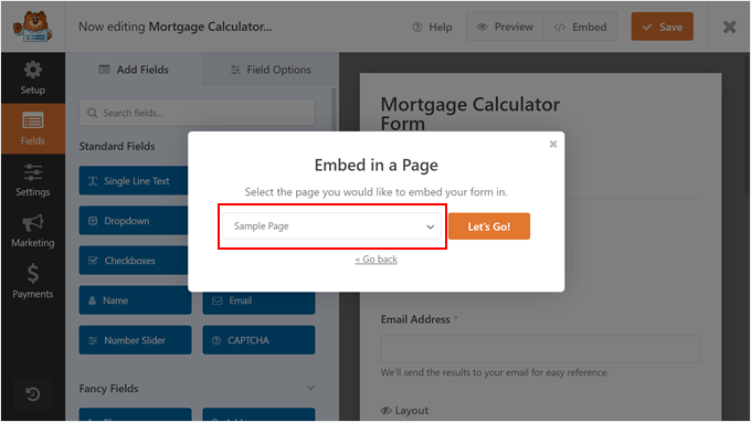 Choosing an existing page to embed WPForms in Choosing an existing page to embed WPForms in