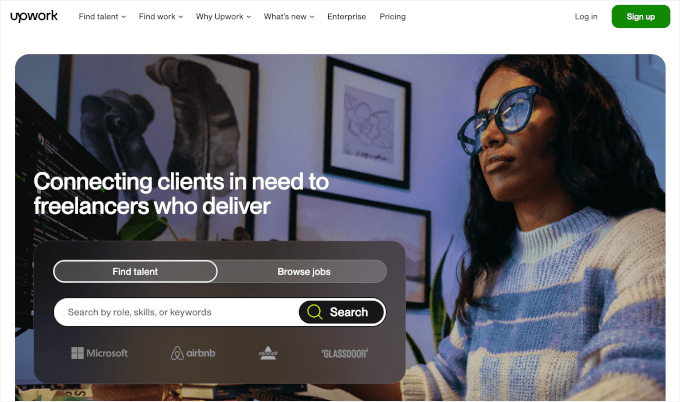 Upwork's homepage