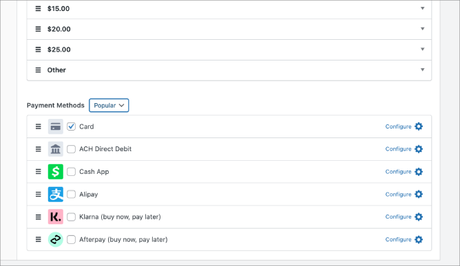payment methods in wp simple pay payment methods in wp simple pay