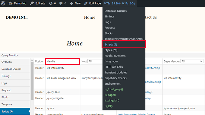 Finding scripts and stylesheets using Query Monitor plugin Finding scripts and stylesheets using Query Monitor plugin
