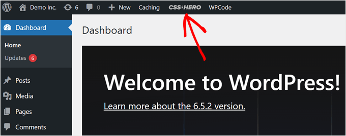 Evolução da interface de usuário do WordPress (2003 - 2024) Opening CSS Hero in WordPress