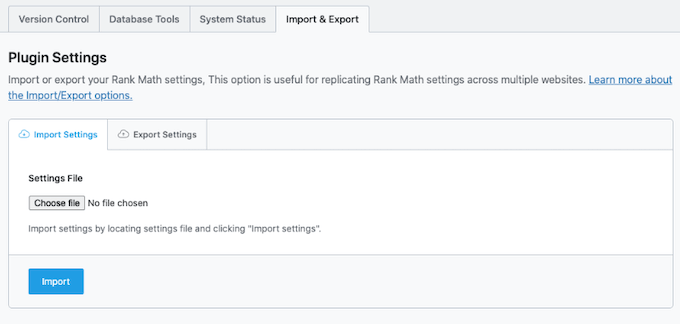 Exporting your Rank Math settings Exporting your Rank Math settings