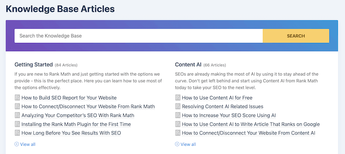 An example of online documentation for the Rank Math WordPress plugin An example of online documentation for the Rank Math WordPress plugin