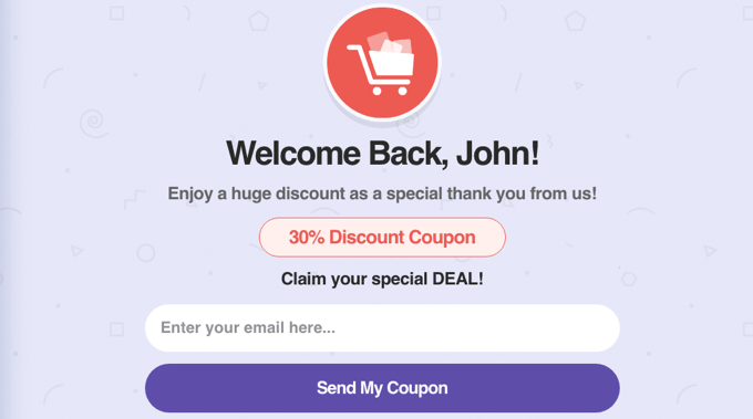 managing-transients Example of a Popup Being Personalized With the User's Name