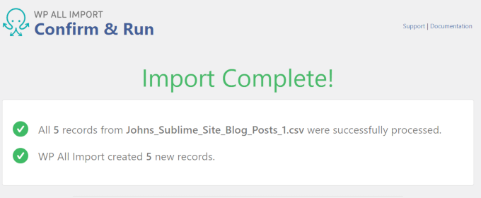 Product page for a digital download Import complete