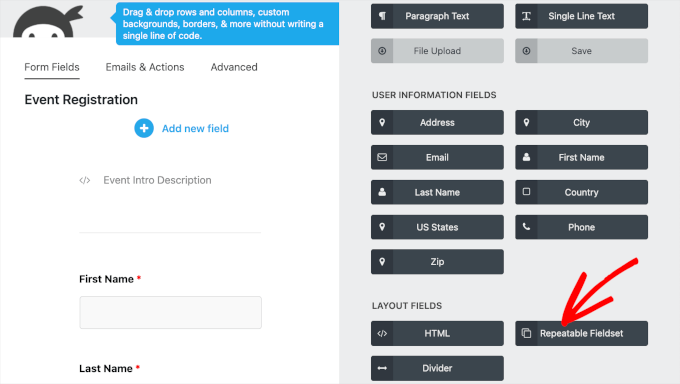 Comment Hacks - Email All Commenters Settings Ninja Forms' repeatable fields option
