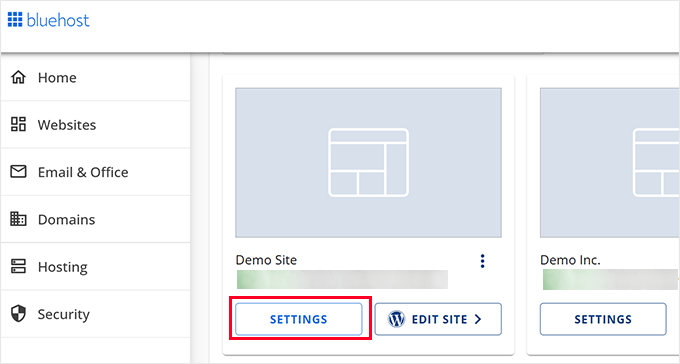 Bluehost website settings Bluehost website settings
