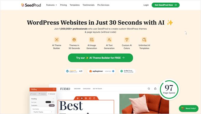 The SeedProd WordPress page builder plugin