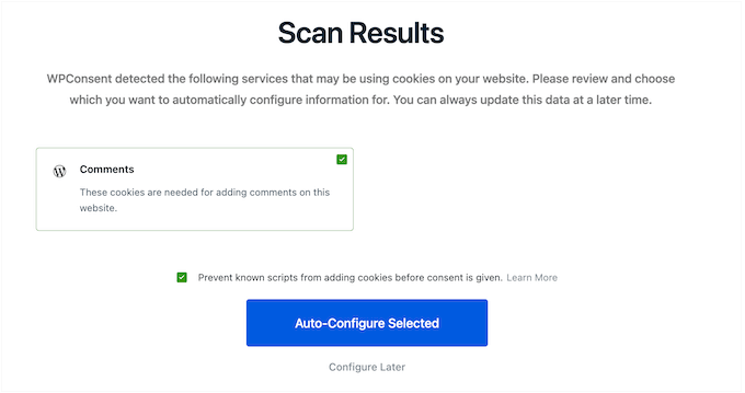 How to automatically scan a WordPress website for cookies