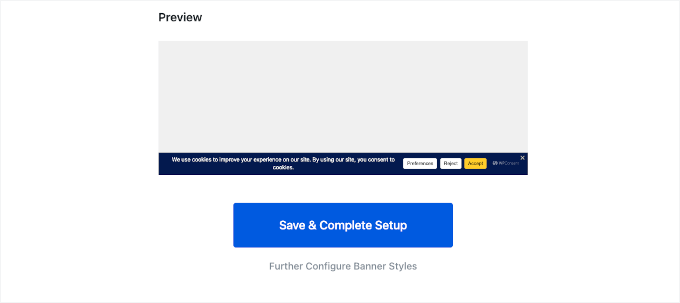 Previewing cookie consent banner